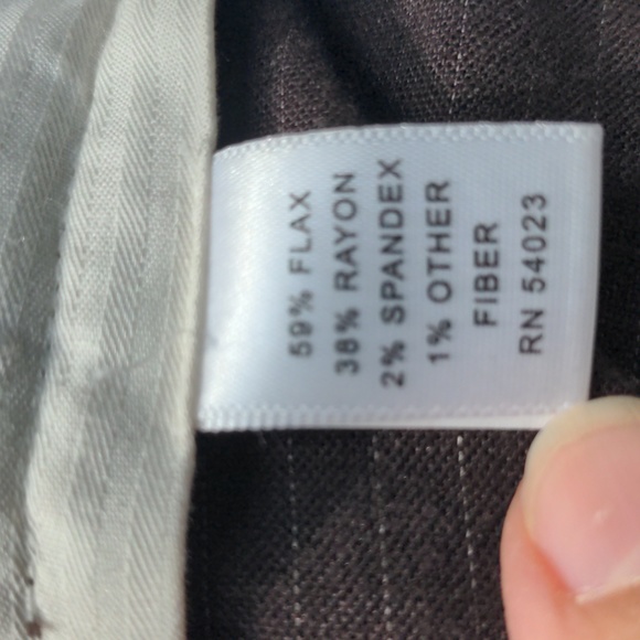 Banana Republic Brown Pinstriped Wide-leg Cuffed Linen Pants, 4 - Picture 5 of 6